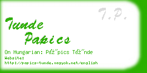 tunde papics business card